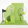 Green Themed Photo Spot With Tennis Rackets Balls Give Me Five Sign And Black Flag