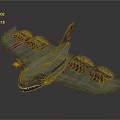 Vintage Military Aircraft 3D Model With Shark Mouth Design Red Tail Emblem And Four Engines