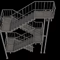 Modern Staircase Design Featuring Metal Railings And Open Multi Level Steps 3d model