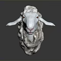 White Sheep Head Sculpture With Orange Eyes For Decorative