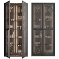 Modern Wine Cabinet With Glass Door And Metal Frame For Wine Glasses Storage