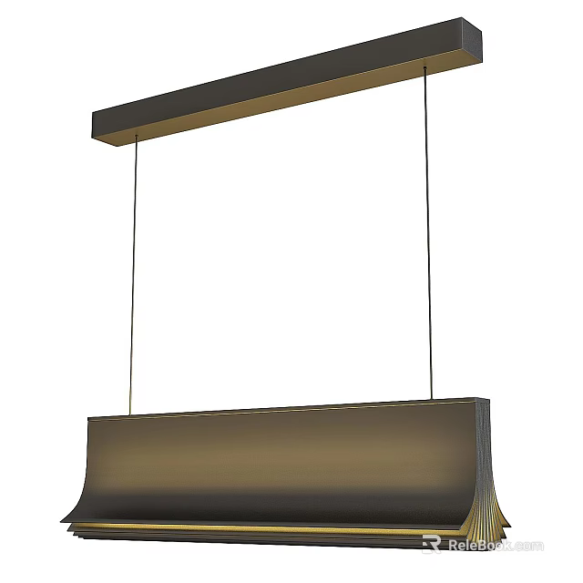 Modern Minimalist Hanging Pendant Light With Metal Frame And Elongated Fabric Shade For Dining Room 3d model 