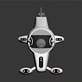 Modern Military Submarine with Silver Blue Exterior and Streamlined Naval Structure