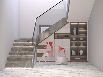 Modern handrail stairwell 3d model