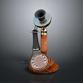 Vintage Rotary Dial Telephone Equipment With Classic Wooden Base And Metal Receiver