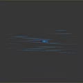 Futuristic Silver Spaceship With Blue Thrusters And Blue Light Trails On Gray Background