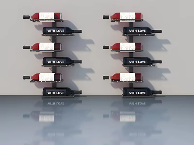 Modern Swing Door Design With White Wall And Wine Bottles With Love Labels 3d model