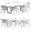 Modern Wooden Dining Table Set With Upholstered Chairs And Simple Design 3d model