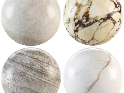 Decorative Sphere Components With Various Textures Including Marble And Wood Grain 3d model