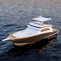 Modern Luxury Yacht With White Upper Deck And Dark Hull On Calm Water