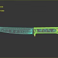 Decorative Combat Knife With Green Patterned Blade And White Handle Accents