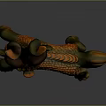 Mythical Game Movie Character With Orange Green Body Unique Horns And Scaly Texture