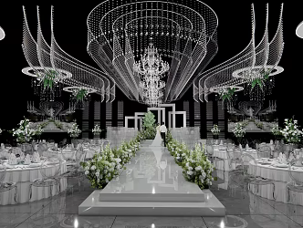 White Green Crystal Wedding 3d model