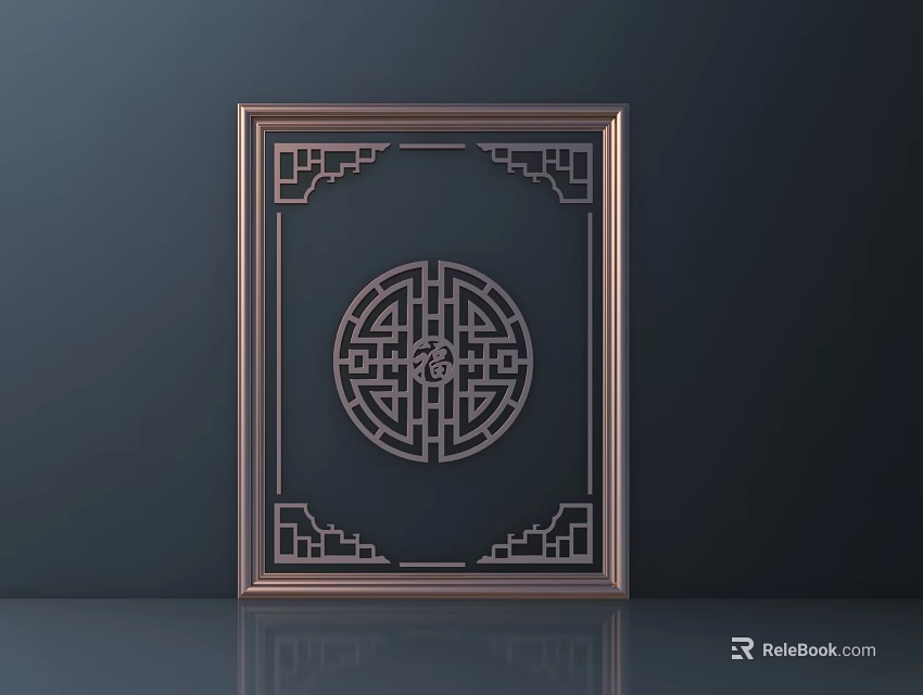Chinese Style Carved Frame Design With Circular Pattern And Decorative Borders 3d model