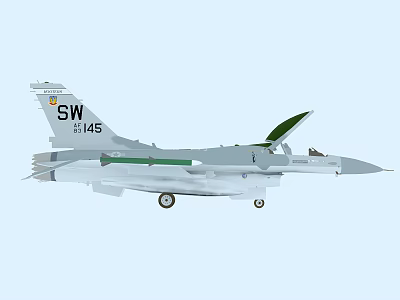 Military Fighter Jet With SW 145 Tail Number And Open Canopy 3d model