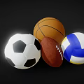 Different Types of Sports Equipment Balls Including Soccer Basketball Football and Volleyball