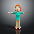 Game And Movie Character With Red Hair Green Top Beige Pants Red Shoes Arms Outstretched