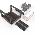 Industrial Equipment Collection Featuring Metal Frame Structure Platform Staircase Container And Sheets