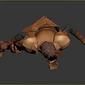 Game Movie Character Wearing Orange Armor In Dynamic 3D Designed Running Pose