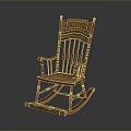 Vintage Wooden Carved Red Toned Leisure Rocking Chair with Armrests and Rocking Legs