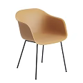 Modern Minimalist Beige Plastic Outdoor Chair With Curved Backrest And Black Metal Legs