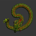 Mythical Multi Headed Snake Creature With Green Scales Open Mouth And Forked Tongue