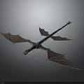 3D Flying Dragon Model With Blue Body Purple Red Wings Long Tail And Head