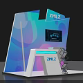 ZMLZ Modern Display Shelves With Digital Screen And Layered Exhibition Area