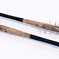 Durable Wooden Baseball Bats With Black Grips And Spiked Structure For Sports Use