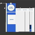 Epson Exhibition Booth With Blue And White Design Display Counters And Tables With Black Stools