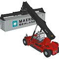Industrial Equipment Red Forklift Lifting Maersk Sealand Container Efficiently 3d model