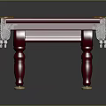 Home Billiards Table With Green Felt Surface Red Frame Gold White Accents And Carved Legs