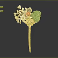 Elegant Floral Jewelry Design With Pink White Flowers And Green Leaves On Golden Stem