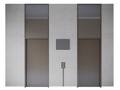 Contemporary Elevator Interior With Metallic Doors Stone Wall And Control Panel 3d model