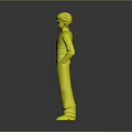 Animated 3D Character Model With Black Short Hair Green Outfit And Blue Shoes Standing Pose