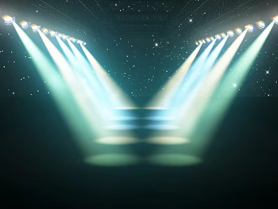 Stunning Decorative Stage Lights With Bright Beams Starry Background Creating Dramatic Light Effects 3d model