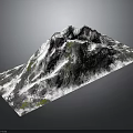 Snowy Mountain Terrain With Snow Covered Peaks Rocky Slopes And Green Vegetation Patches