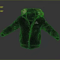 Black Winter Jacket With Fur Collar And CLP Logo Warm Padded Design 3d model