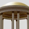Classical Ancient Architecture Featuring Golden Dome White Columns And Colonnade Structure 3d model