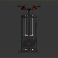 Strength Training Cable Machine Featuring Black Frame Red Handles And Weight Stack