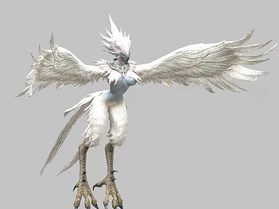 Mythical Avian Game And Movie Character With White Feathers Large Wings And Sharp Claws 3d model