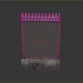 Aged Metal Mesh Structure With Rusted Poles And Concrete Base Design 3d model