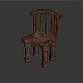 Stylish Red Wooden Leisure Chair With Vertical Slat Back And Sturdy Wood Legs