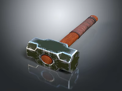 Durable Hardware Tool Hammer With Metal Head And Wooden Handle Reflective Surface Design 3d model
