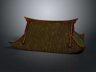 Traditional Chinese Architectural Roof Structure With Wooden Frames And Tile Patterns 3d model