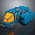 Futuristic Blue Mechanical 3D Model With Orange Window Gray Components And Thrusters 3d model