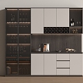 Modern Wine Cabinet High Cabinet Wood 3d model