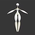 White Humanoid Game and Movie Character With Slender Proportions Extended Limbs Dark Background Reflective Surface