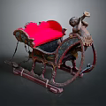 Vintage Children's Play Equipment With Red Cushion And Carved Rocking Chair Design