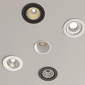 Modern Circular Downlights And Spotlights In Black White Ceiling Mounted Design 3d model